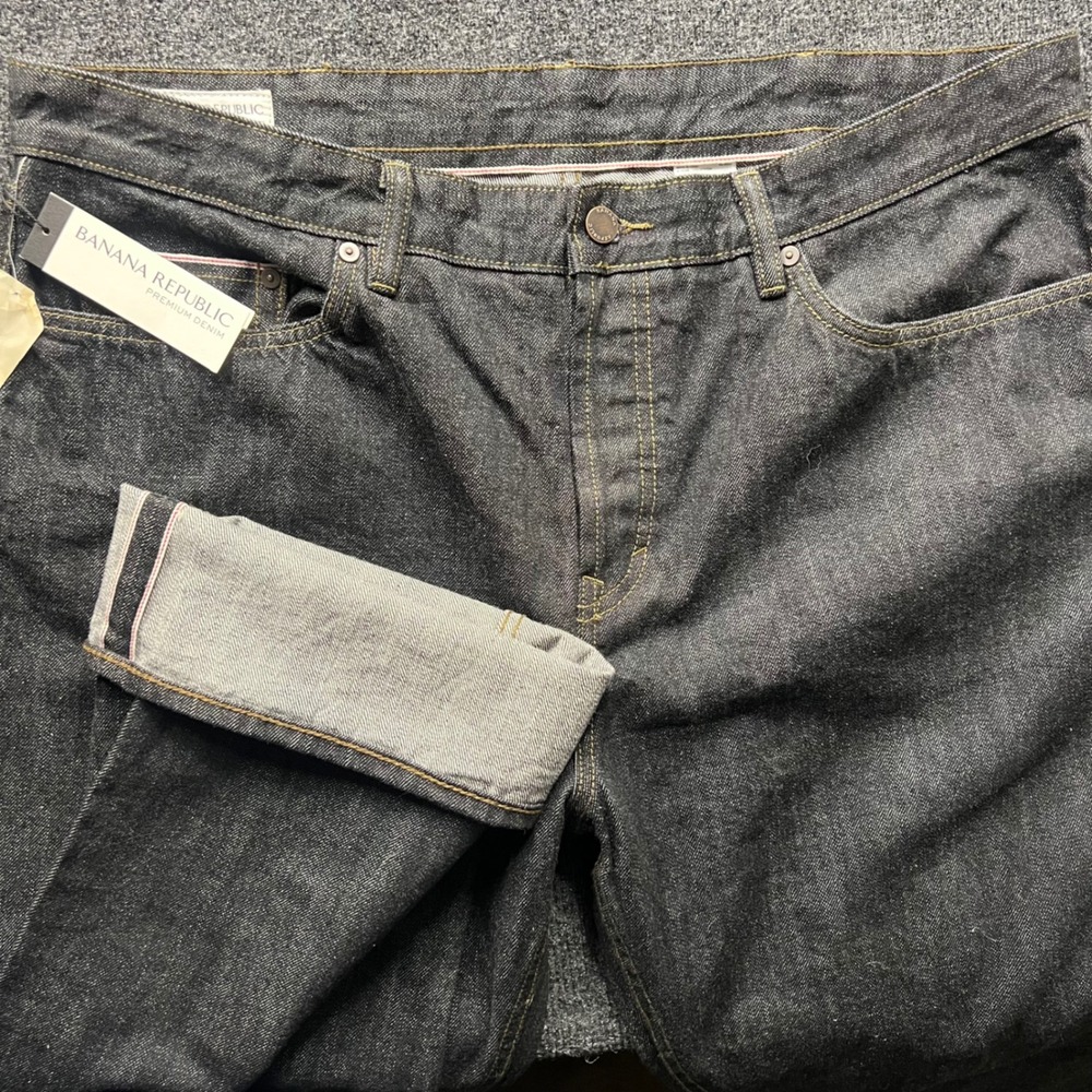Banana Republic Straight Premium Denim Selvedge Jeans Men 38x30 Dark Wash Cotton